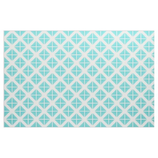Turquoise White Trendy Triangles Pattern Fabric