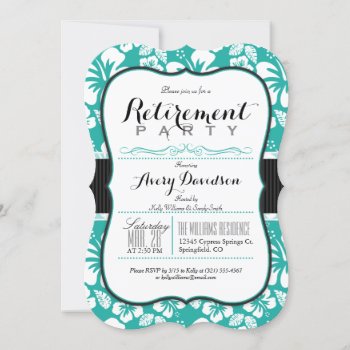 Turquoise & White Tropical Retirement Party Invitation by Card_Stop at Zazzle