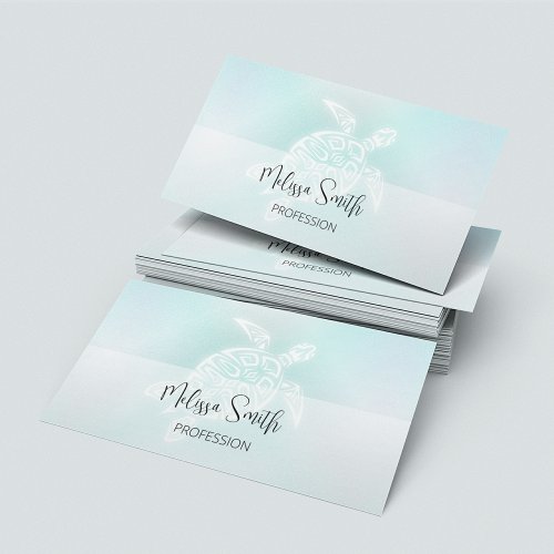 Turquoise White Turtle   Coastal  Business Card