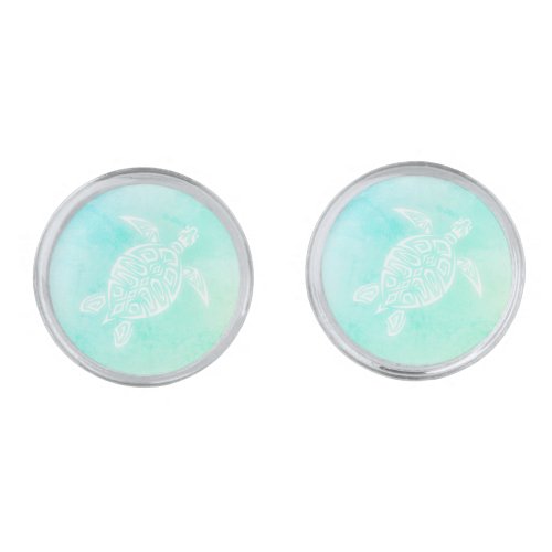 Turquoise White  Turtle Cufflinks