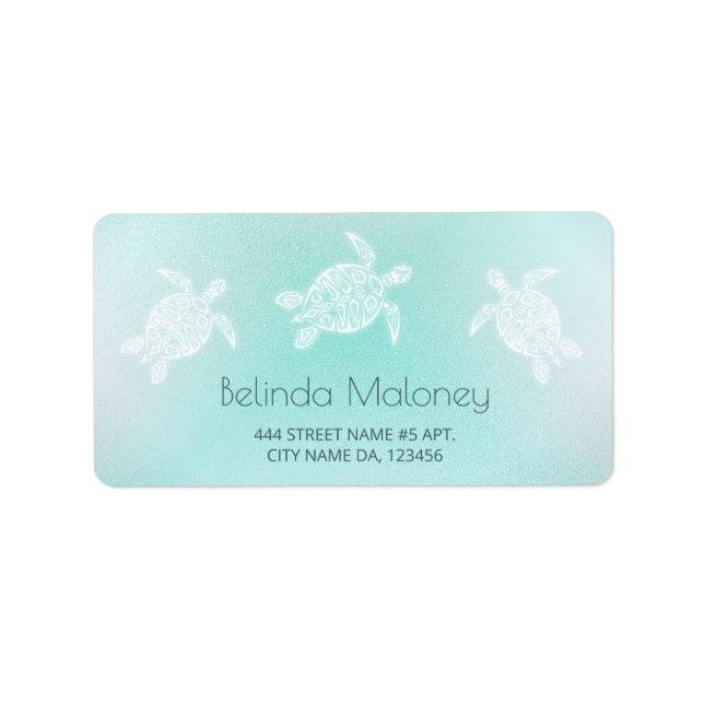 Turquoise White Turtle Label (Front)