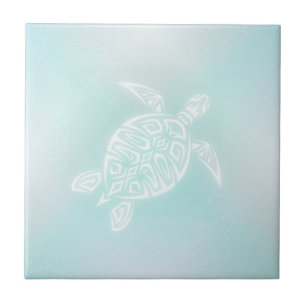 Turquoise White Turtle Tile