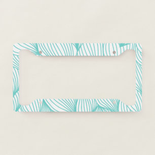 Turquoise White Waves Delicate Natural Artist License Plate Frame