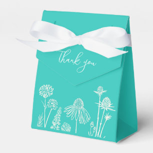Turquoise Wildflowers Bridal Shower Thank You Favor Boxes