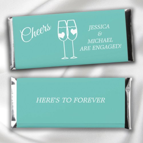 Turquoise Wine Glasses Cheers Wedding Engagement  Hershey Bar Favors