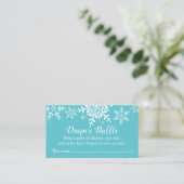 Turquoise Winter Baby Shower Diaper Raffle Ticket Enclosure Card (Standing Front)