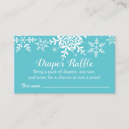 Turquoise Winter Baby Shower Diaper Raffle Ticket Enclosure Card