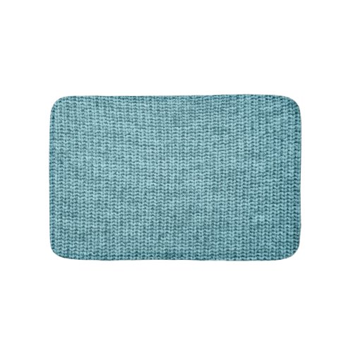 Turquoise Winter Knitted Sweater Texture Bath Mat