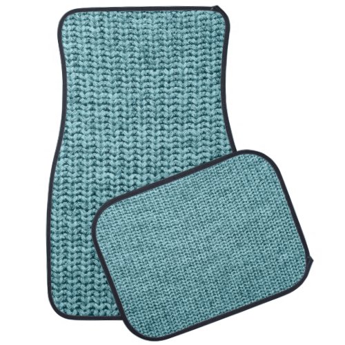 Turquoise Winter Knitted Sweater Texture Car Floor Mat