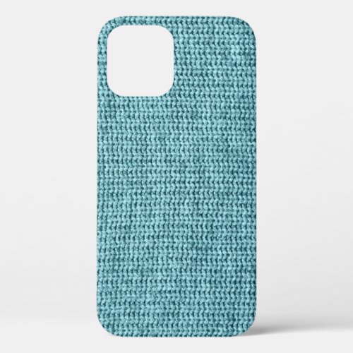 Turquoise Winter Knitted Sweater Texture iPhone 12 Case