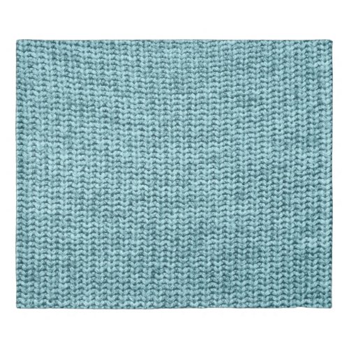 Turquoise Winter Knitted Sweater Texture Duvet Cover