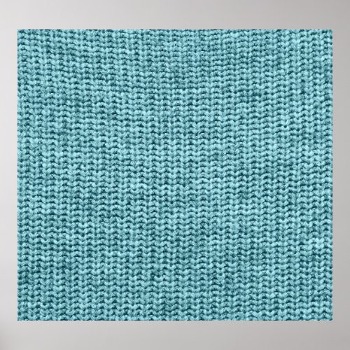 Turquoise Winter Knitted Sweater Texture Poster