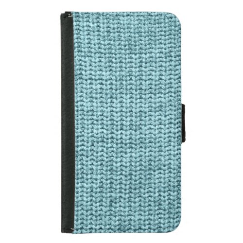Turquoise Winter Knitted Sweater Texture Samsung Galaxy S5 Wallet Case