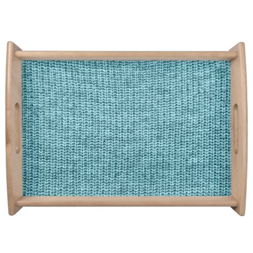 Turquoise Winter Knitted Sweater Texture Serving Tray