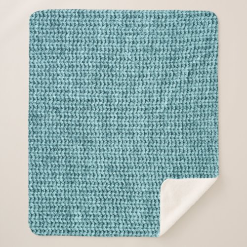 Turquoise Winter Knitted Sweater Texture Sherpa Blanket