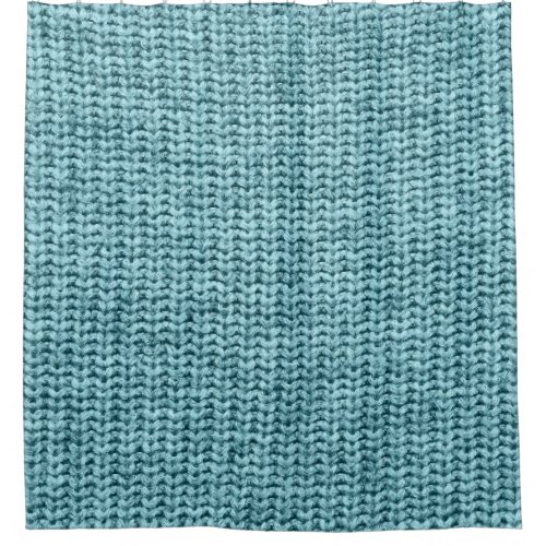 Turquoise Winter Knitted Sweater Texture Shower Curtain
