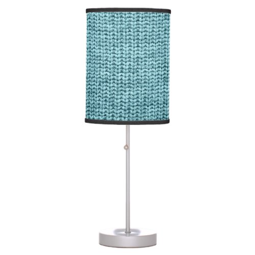 Turquoise Winter Knitted Sweater Texture Table Lamp