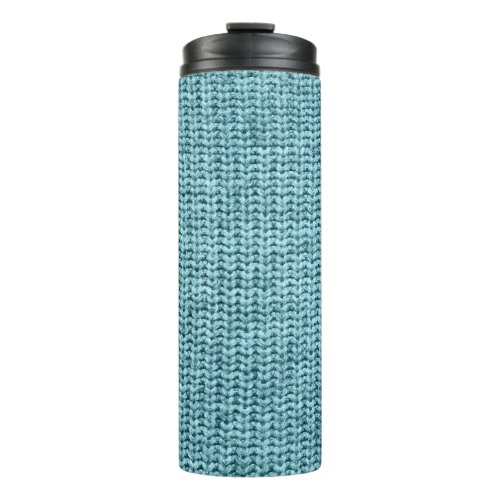Turquoise Winter Knitted Sweater Texture Thermal Tumbler