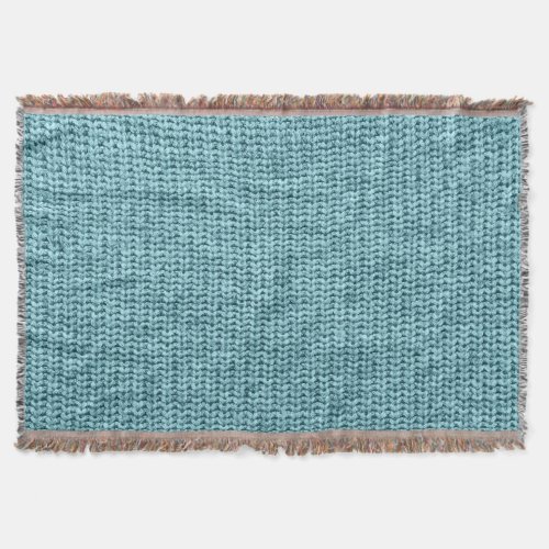 Turquoise Winter Knitted Sweater Texture Throw Blanket