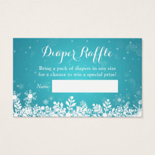 Turquoise Winter Snowflakes Diaper Raffle