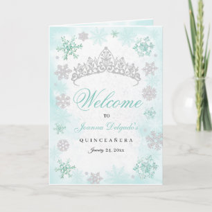 Turquoise Winter Wonderland Quinceanera Program