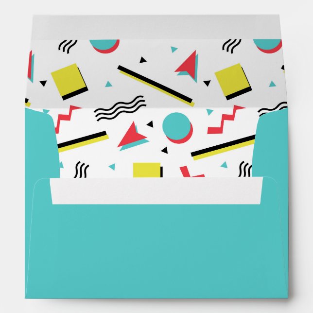 Turquoise with 90s Pattern Lining Envelope (Back (Bottom))