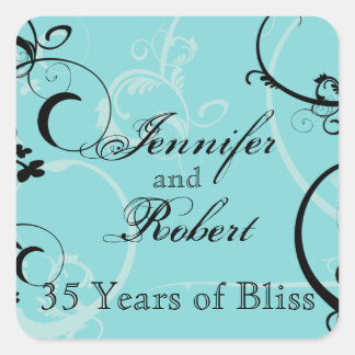 Turquoise with Black Swirl Envelope Seal