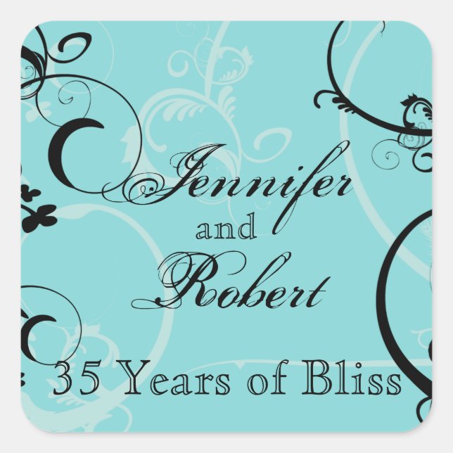 Turquoise with Black Swirl Envelope Seal (Front)