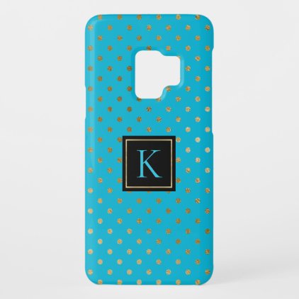 Turquoise with Gold Dots Samsung Galaxy S9 Case