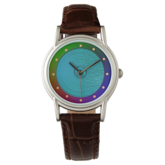 Turquoise With Multicolored Border >Ladies Watch (Front)