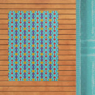 Turquoise with Vibrant Colors Modern Stained Glass Outdoor Rug
