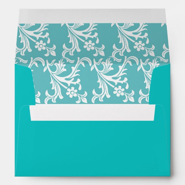 Turquoise with White Damask Envelope (Back (Bottom))