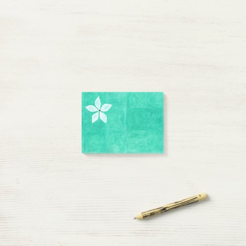 Turquoise with white flower post_it notes