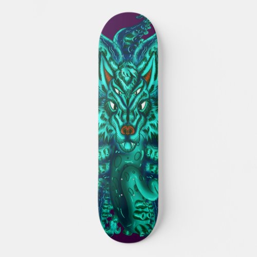 Turquoise Wolf Tulu Skateboard