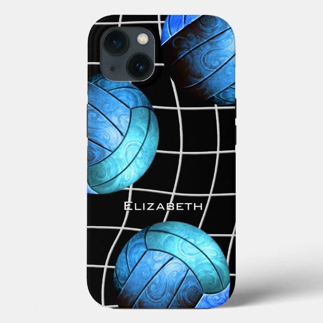 turquoise women's volleyball with vball net Case-Mate iPhone case (Back)