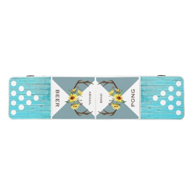 Turquoise Wood Custom Wedding Gift Antlers  Beer Pong Table (Top)