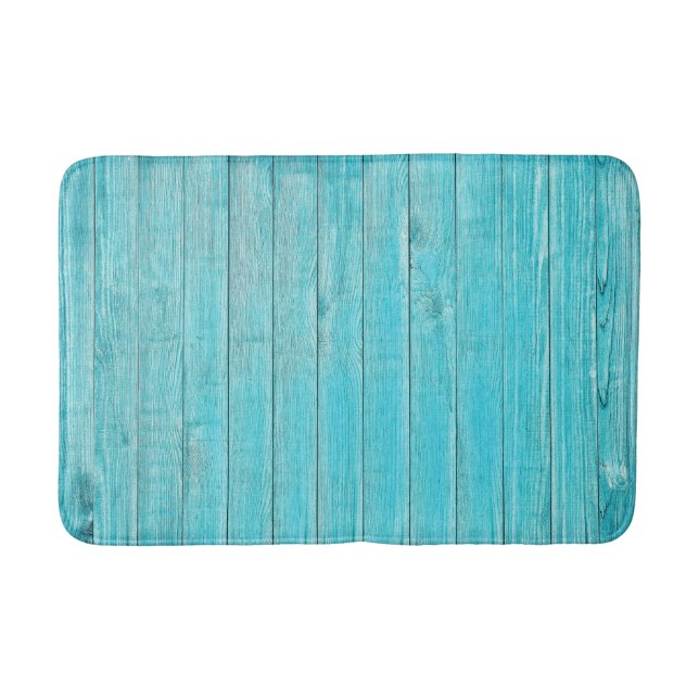 Turquoise Wood Texture Bath Mat (Front)