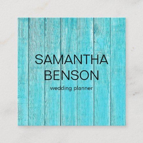 Turquoise Wooden Wedding Planner  Square Business Card