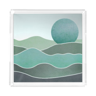 Turquoise World Landscape Acrylic Tray