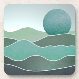 Turquoise World Landscape Beverage Coaster