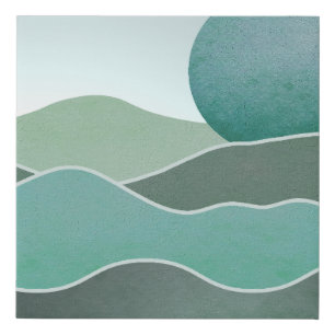 Turquoise World Landscape Faux Canvas Print