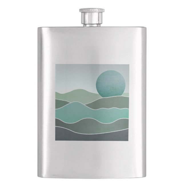 Turquoise World Landscape Flask (Front)
