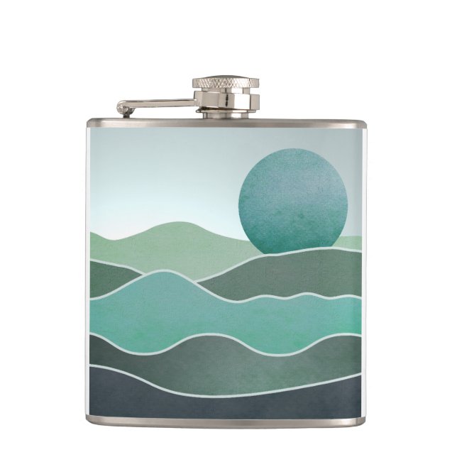 Turquoise World Landscape Flask (Front)