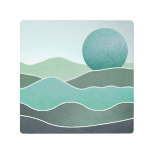 Turquoise World Landscape Metal Print