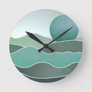 Turquoise World Landscape Round Clock