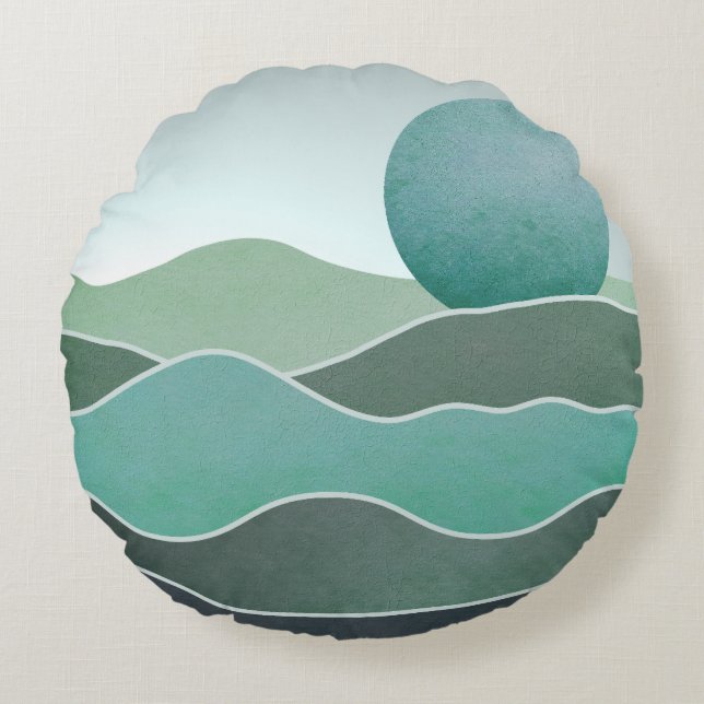 Turquoise World Landscape Round Pillow (Front)