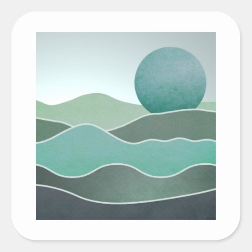 Turquoise World Landscape Square Sticker