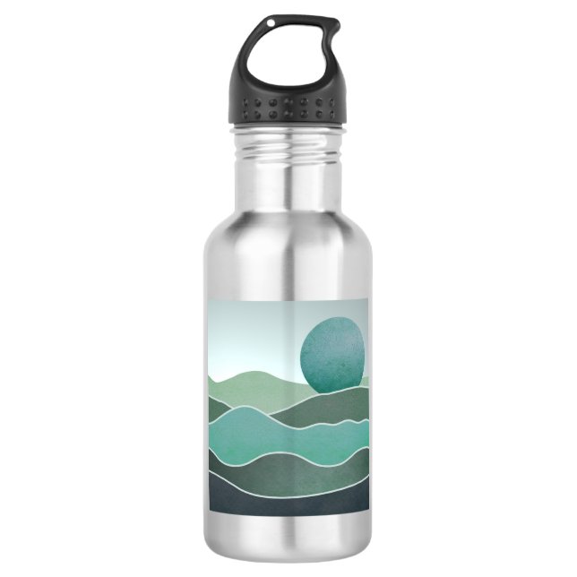 Turquoise World Landscape Stainless Steel Water Bottle (Front)