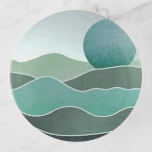 Turquoise World Landscape Trinket Tray