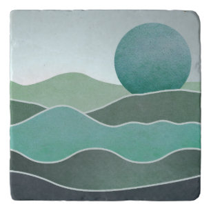 Turquoise World Landscape Trivet